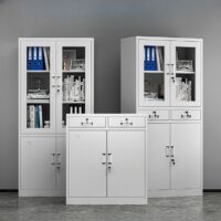 Half-glass metallic storage cabinet