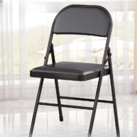 Armless Black Foldable Leather Chair - Image 3