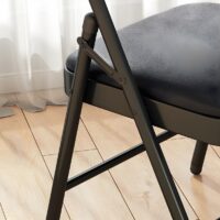 Armless Black Foldable Leather Chair - Image 5