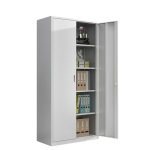 2-Door Metallic Office Storage Cabinet with lockable doors and adjustable shelves for secure and organized office storage.