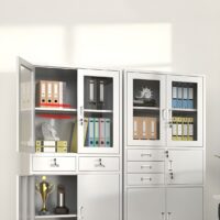 2-Door Metallic Office Storage Cabinet with lockable doors and adjustable shelves for secure and organized office storage.