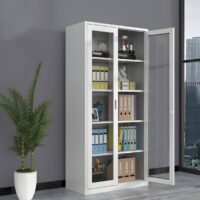 2-Door Metallic Office Storage Cabinet with lockable doors and adjustable shelves for secure and organized office storage.