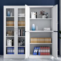 2-Door metallic full glass office cabinet - Image 2