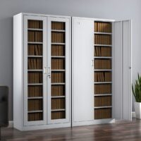 2-Door metallic full glass office cabinet - Image 3
