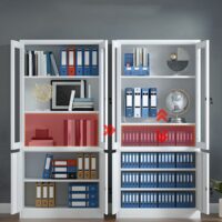 2-Door metallic full glass office cabinet - Image 5