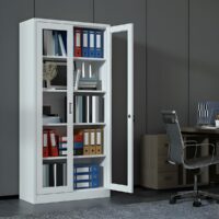 2-Door metallic full glass office cabinet - Image 2