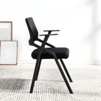 Black Modern Task Chair with Fixed Arms - Image 4