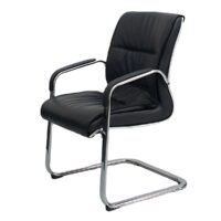 Modern Leather and Metal Desk Chair - Image 5