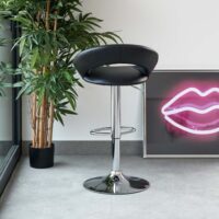 Height Adjustable Swivel Leather Barstool (Black Color) - Image 3