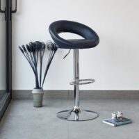 Height Adjustable Swivel Leather Barstool (Black Color) - Image 2