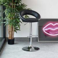 Height Adjustable Swivel Leather Barstool (Black Color)