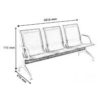 Three link metallic office waiting bench - Image 5