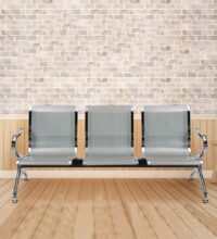 Three link metallic office waiting bench - Image 3