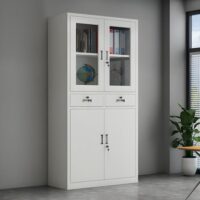 Modern Grey Metal Locking Filing Cabinet