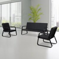 Modern 5-Seat Black Waiting Room Chairs with Armrest - Image 2
