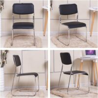 Chrome visitor's leather office seat - Image 2