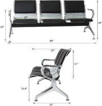 Three seater padded office bench - Image 4