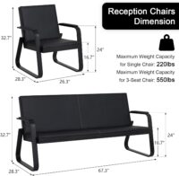 Modern 5-Seat Black Waiting Room Chairs with Armrest - Image 5