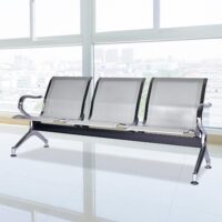 Three link metallic office waiting bench - Image 2
