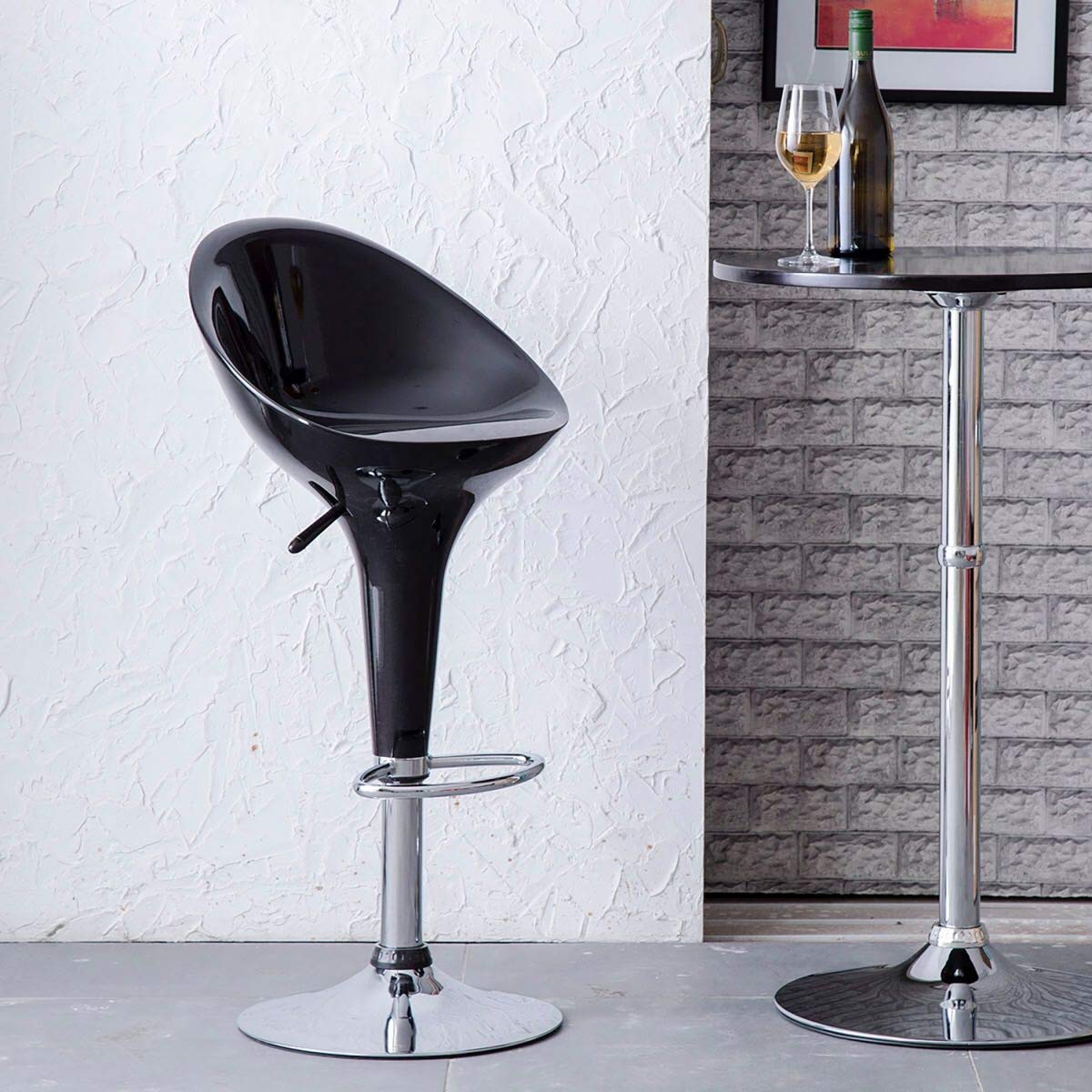 7197TGi6s2L._SL1200_.jpg Adjustable swivel barstool (Black) - Image 1