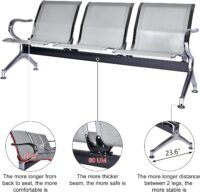 3-Link metallic office waiting bench - Image 4