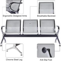 3-Link metallic office waiting bench - Image 5