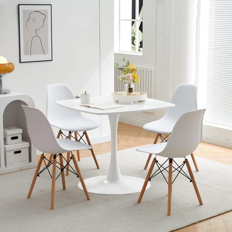 4-Seater white eames dining set