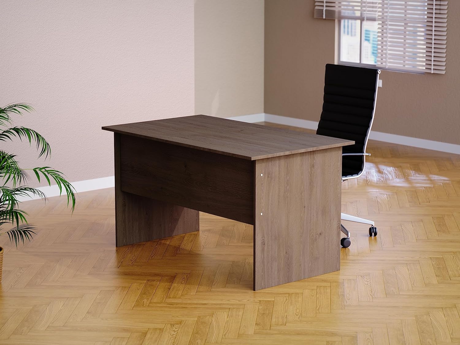 81QEFNeFw0L._AC_SL1500_.jpg Home Office Computer Desk (Walnut) - Image 1