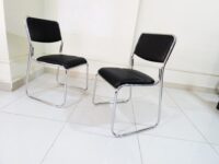 Chrome visitor's leather office seat - Image 7
