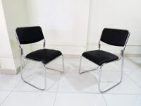 Chrome visitor's leather office seat - Image 4
