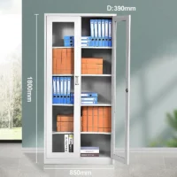 Two door full-glass metallic office cabinet