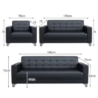 Office 5-Seater Leather Sofa - Image 6