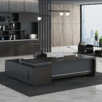 Wooden L Shape Office Table (Mahogany) - Image 2