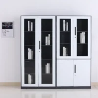 knock down office furniture glass door book shelf metal cupboard