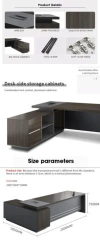 1600mm mahogany executive office desk - Image 4