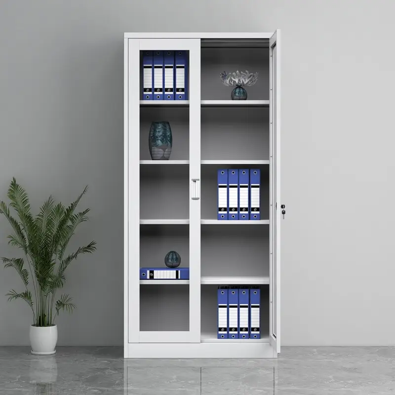 Hf43c8df80e3b450caac6b9fa7e00d1cdZ.webp Full-glass metallic office cabinet - Image 1