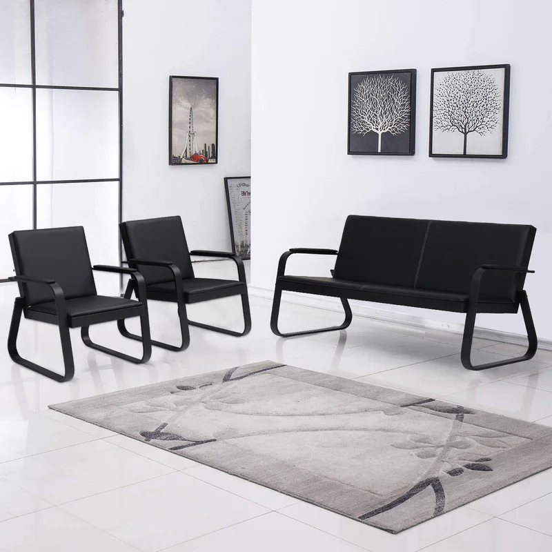 LeatherSeatTandemSeatingwithMetalFrame-1.webp 5-Seater kinbor office leather sofa - Image 1