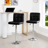Adjustable swivel leather barstool - Image 3