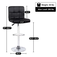 Adjustable swivel leather barstool - Image 9