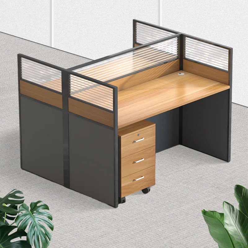 Rectangle2PersonPartitionDeskwithCableManagement-7.webp 2 Way modular office workstation - Image 1