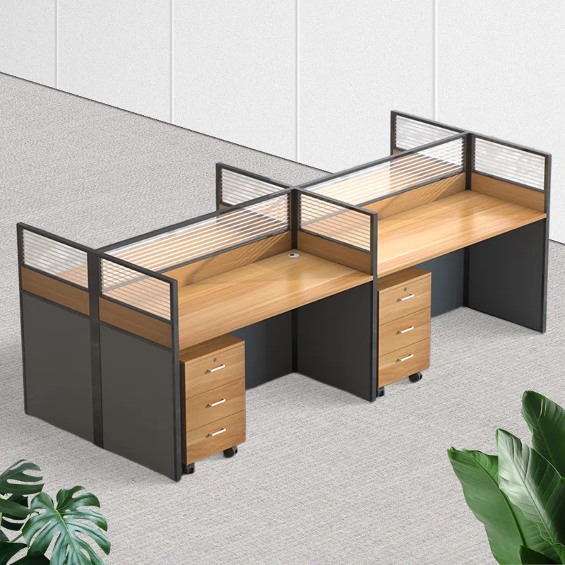 Rectangle4PersonPartitionDeskwithCableManagement.webp 4-Way modular office workstation - Image 1
