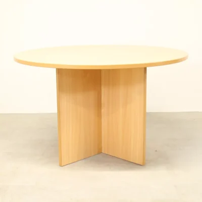 Modern round office conference table with a sleek design, spacious surface, and sturdy base for productive meetings and collaboration.