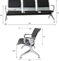 3 Link padded office waiting bench - Image 4