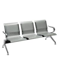 Three link metallic office visitor's bench - Image 4