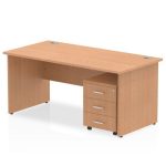 Office 1200mm Beech desk with side pedestal