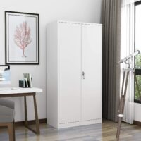 Office Cabinet with 2 Doors Steel 35.4"x15.7"x70.9" Gray - Image 3