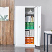 Office Cabinet with 2 Doors Steel 35.4"x15.7"x70.9" Gray - Image 4