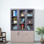 Serenity 3 Door Book Case in Brown Color