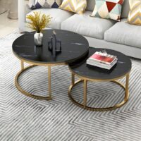 A luxurious Marble Round Coffee Table with a polished natural marble top and a sturdy metal or wooden base, perfect for modern and classic interiors.
