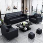 Luxurious 5-seater executive office leather sofa in a modern office setting, offering premium comfort and sophisticated style.
